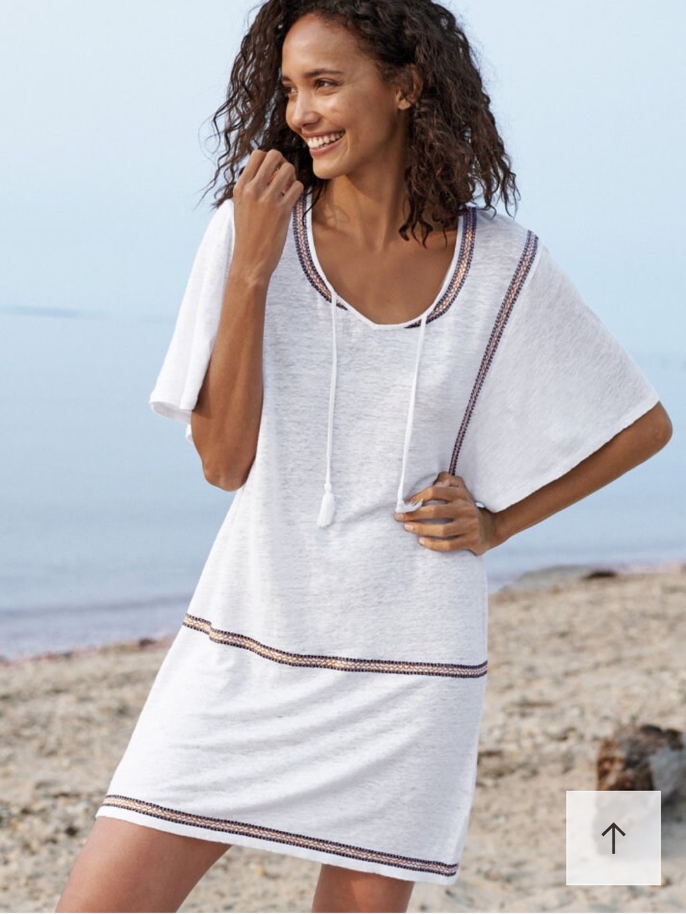 Organic-Linen Jersey
Embroidered Cover-Up new with tags